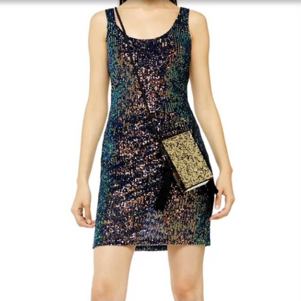 NWT! TOPSHOP Sequin Scoop Sleeveless Minidress Mermaid Multicolor Sz 6